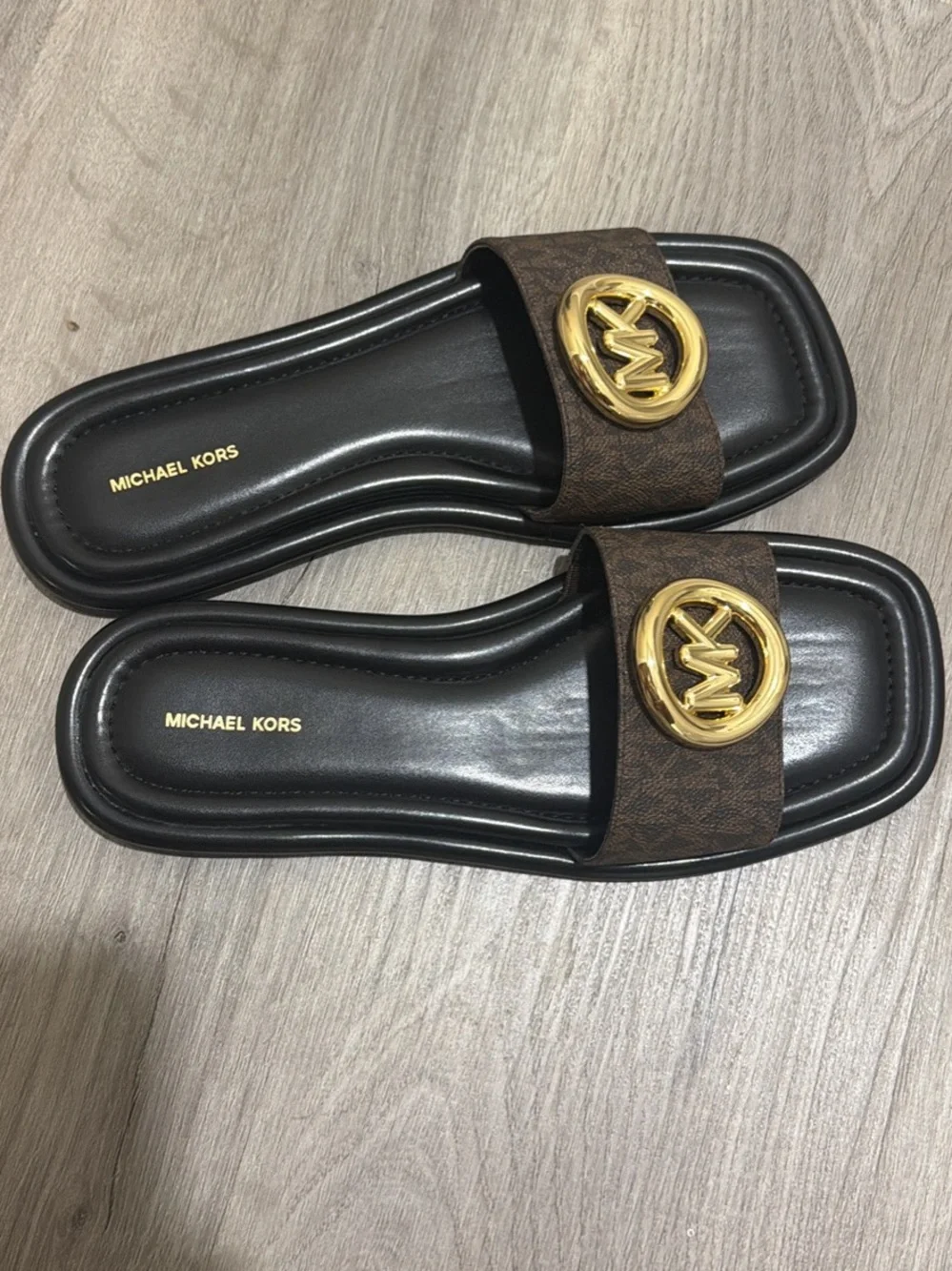 size 8’5michael kors sandals brown leather women’s